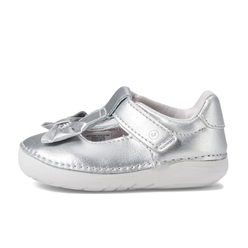 Stride Rite Silver Mary Jane Bow Baby Dress Shoes - Picture 2 of 11